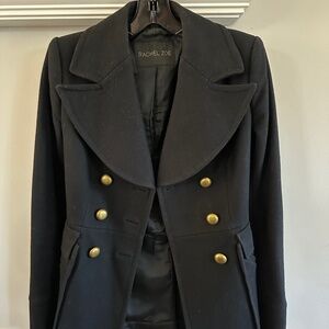 Rachel Zoe Military Style Wool Peacoat Black - Size 2
